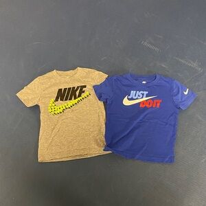 Nike Kids' Short Sleeve Tees - Tan and Blue